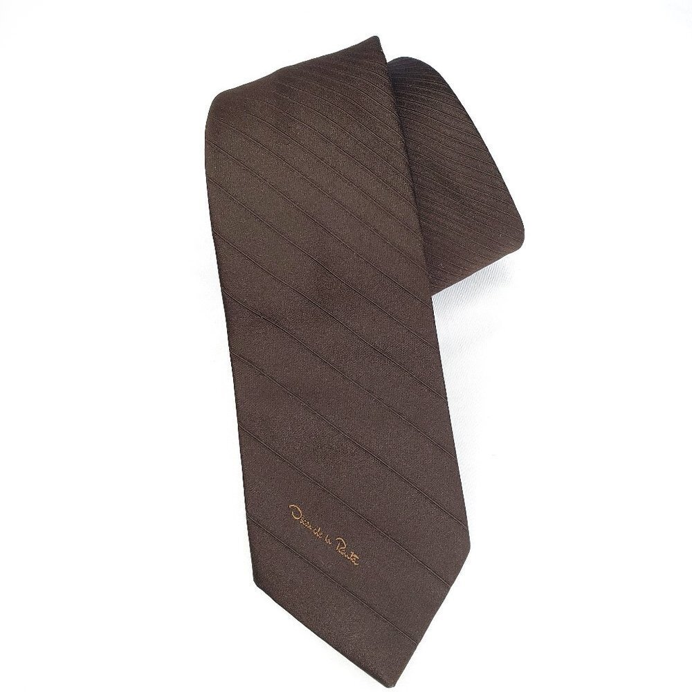 Oscar De La Renta‎ Ribbed Chocolate Tie Signature